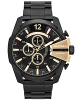 Diesel Men's Chronograph Mega Chief Black Ion-Plated Stainless Steel Bracelet Watch 51x59mm DZ4338