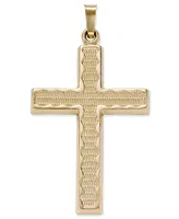 Rippled Edge Cross Pendant in 14k Yellow Gold