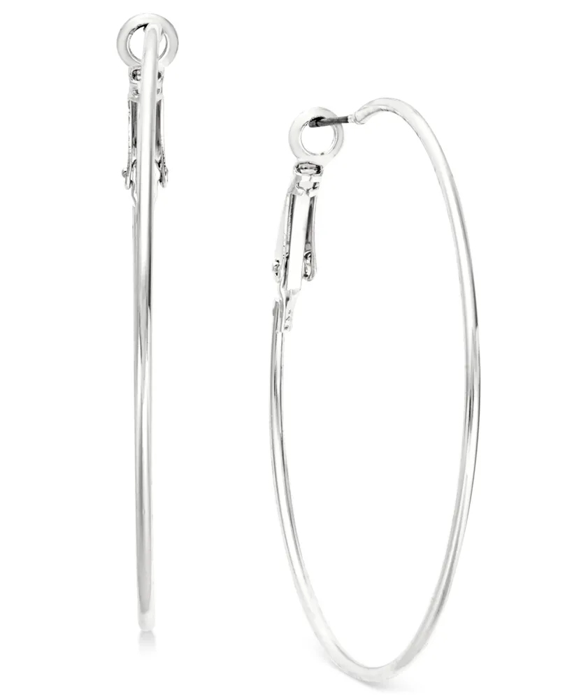 I.n.c. International Concepts Silver-Tone Slim Hoop Earrings 1-3/4", Created for Macy's