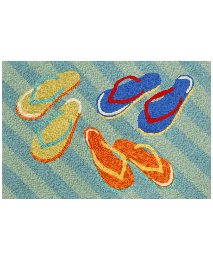 Liora Manne Front Porch Indoor/Outdoor Flip Flops Blue 2' x 3' Area Rug