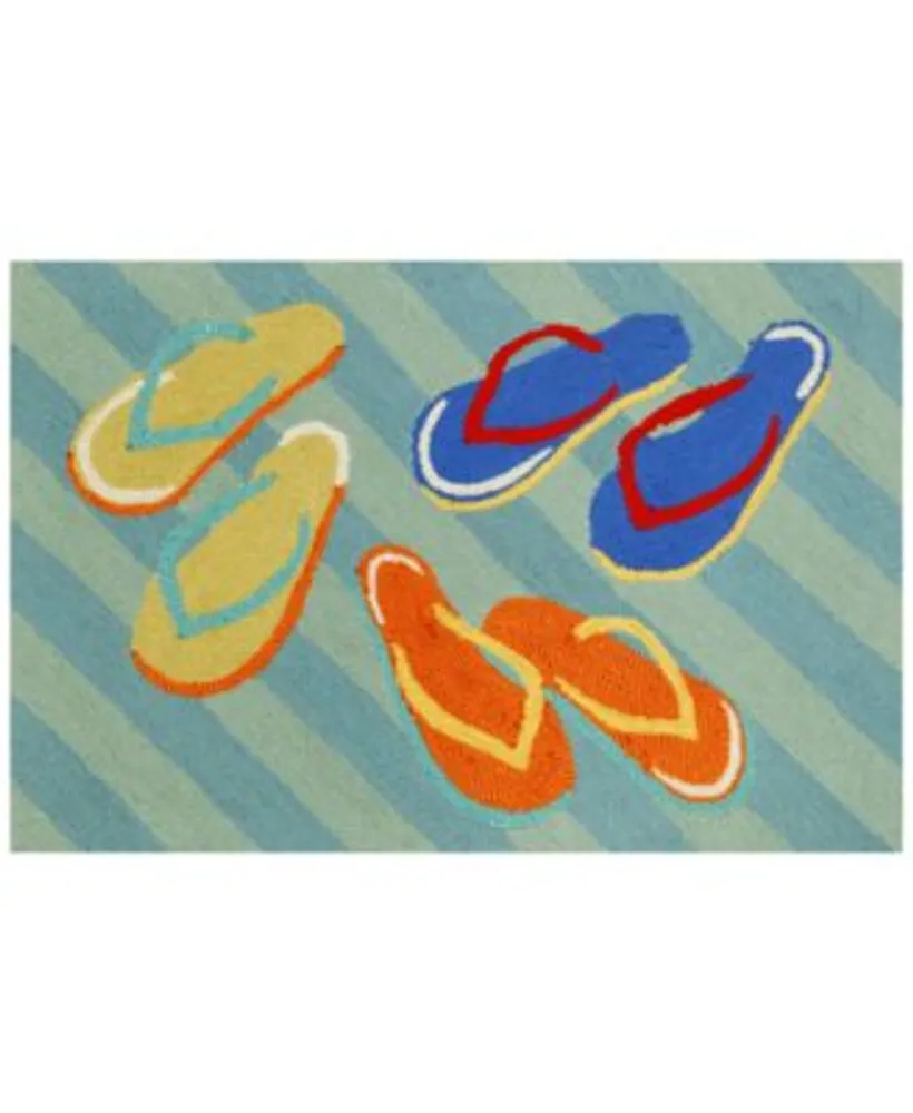 Liora Manne Front Porch Indoor Outdoor Flip Flops Blue Area Rug