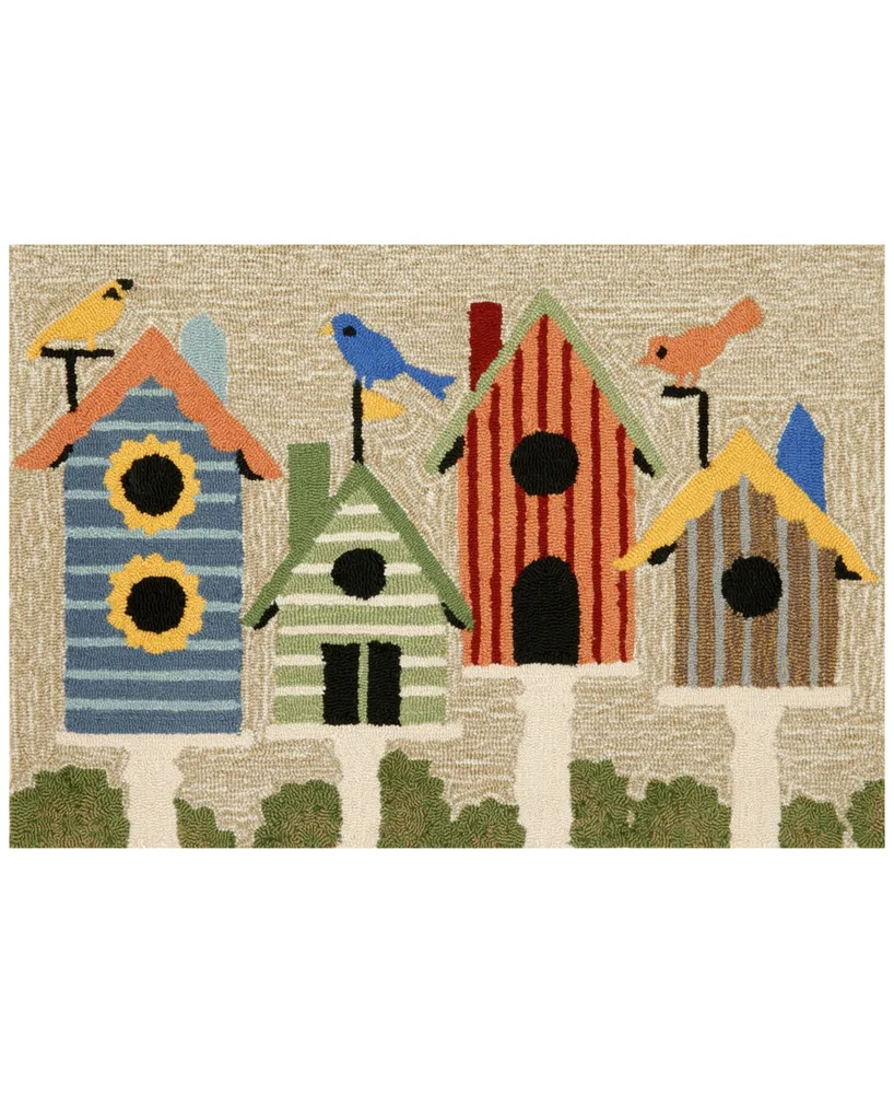 Liora Manne Front Porch Indoor/Outdoor Birdhouses Multi 2' x 3' Area Rug