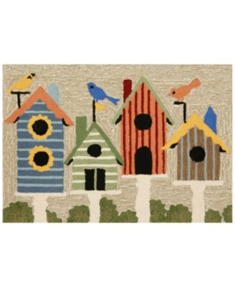 Liora Manne Front Porch Indoor Outdoor Birdhouses Multi Area Rug