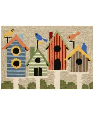 Liora Manne Front Porch Indoor Outdoor Birdhouses Multi Area Rug