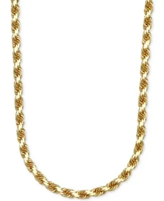 Rope Link Chain Necklace Collection In 14k Gold