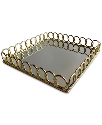Jay Imports Square Link Mirrored Tray