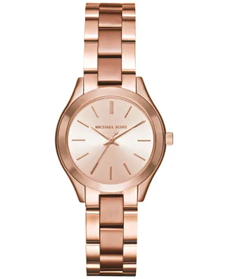 Michael Kors Women's Slim Runway Rose Gold-Tone Stainless Steel Bracelet Watch 33mm