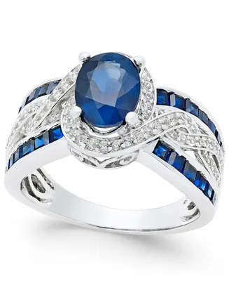 Sapphire (2-3/4 ct. t.w.) and Diamond (1/3 Ring 14k White Gold