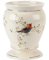 Avanti Gilded Birds Gold-Accent Ceramic Wastebasket