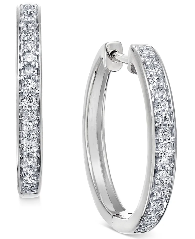 Diamond Hoop Earrings (1/5 ct. t.w.) in 14k White or Yellow Gold