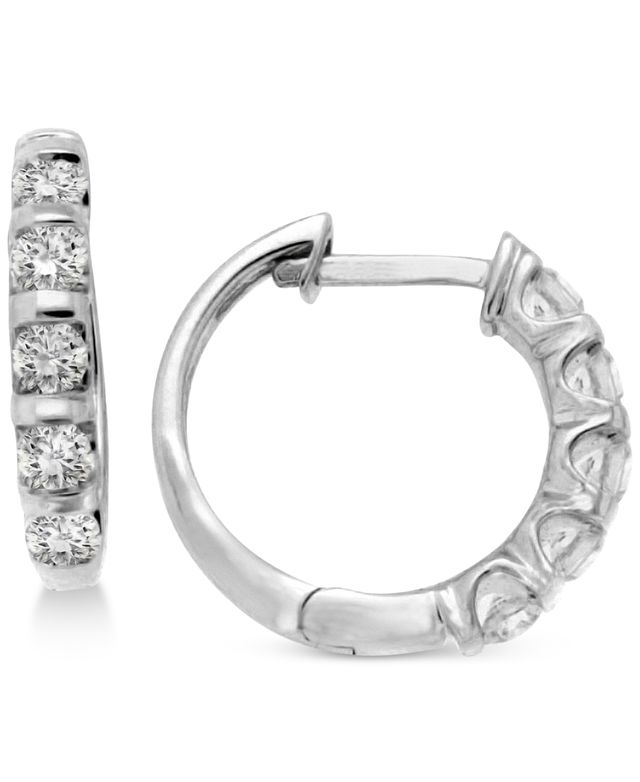 Diamond Five-Stone Hoop Earrings (1/2 ct. t.w.) 14k Gold or White