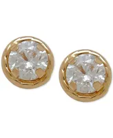 Children's Round Cubic Zirconia Stud Earrings in 14k Gold