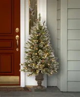 National Tree Company 4' Glittery Bristle Pine Entrance Tree with 100 Clear Lights