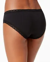 Natori Bliss Lace-Trim Cotton Brief Underwear 156058