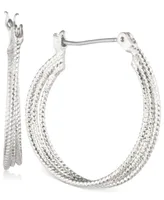 Nine West Multi-Row 1" Textured Hoop Earrings