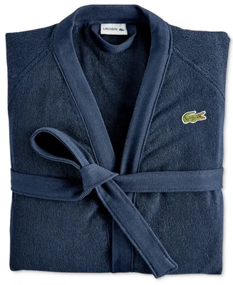 Lacoste Home Logo Patch 100% Cotton Pique Bath Robe