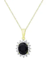 Sapphire (3 ct. t.w.) and White Topaz (5/8 ct. t.w.) Pendant Necklace in 18k Gold-Plated Sterling Silver
