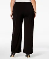 Ny Collection Petite Plus Size Pull-On Wide-Leg Pants, Created for Macy's