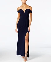 City Studios Juniors' Off-The-Shoulder Gown