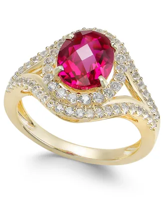 Lab-Grown Ruby (2 ct. t.w.) and White Sapphire (3/4 Gold-Plated Sterling Silver