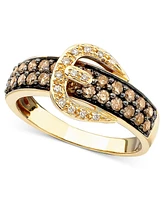 Le Vian Chocolate Diamond (3/4 ct. t.w.) and White Accent Buckle Ring 14k Gold