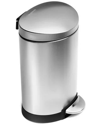 simplehuman Trash Can, Mini Semi Round Step Can, 6 Liter