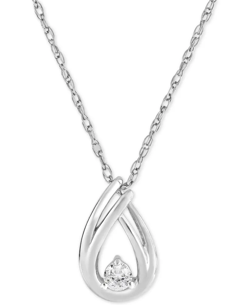 Diamond Pendant Necklace (1/10 ct. t.w.) in 10k White Gold