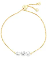 Wrapped Diamond Cluster Bolo Bracelet (1/6 ct. t.w.) in 14k Gold-Plated Sterling Silver, Created for Macy's