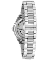 Bulova Women's Automatic Diamond Accent Stainless Steel Bracelet Watch 34mm 96P181