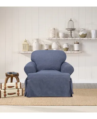 Sure Fit Authentic Denim One Piece T-Cushion Chair Slipcover
