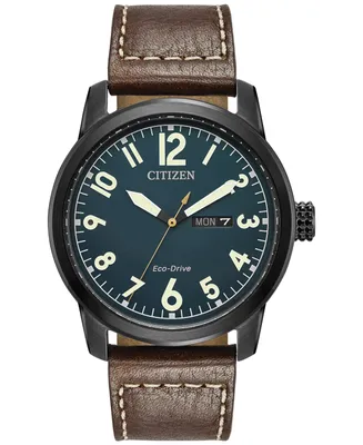 Citizen Men's Eco-Drive Military Brown Leather Strap Watch 42mm BM8478