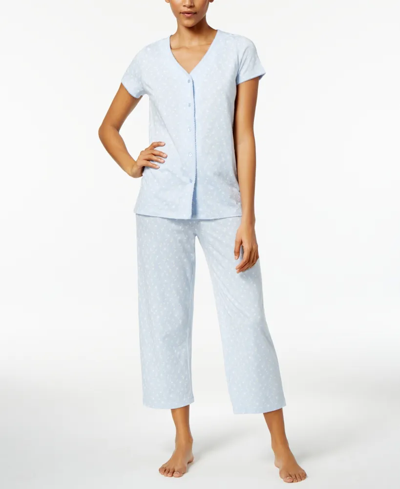 Cabernet Solid Satin Woven Capri Coordinating Pajama Set