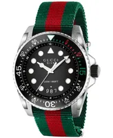 Gucci Dive Green & Red Nylon Strap Watch 44mm