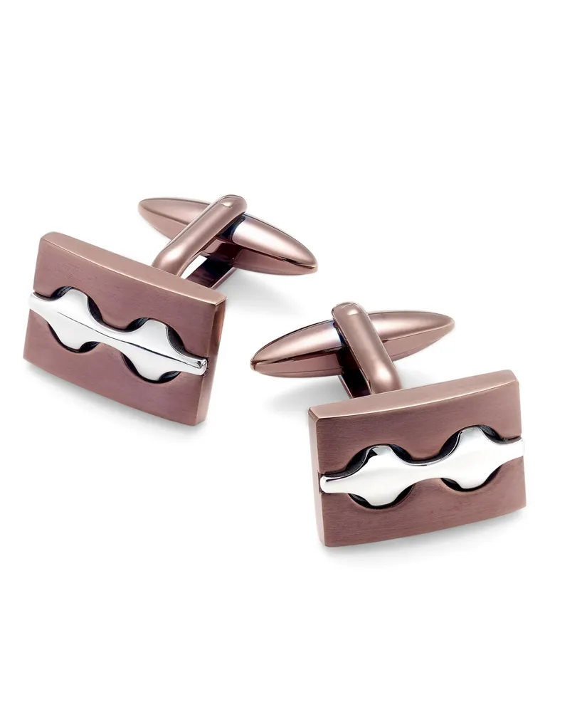 Sutton by Rhona Sutton Men's Two-Tone Decorative Cuff Links