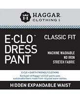 Haggar Men's Eclo Stria Classic Fit Flat Front Hidden Expandable Dress Pants