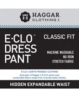 Haggar Men's Eclo Stria Classic Fit Flat Front Hidden Expandable Dress Pants