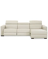 Nevio 115" 3-pc Leather Sectional Sofa with Chaise, 2 Power Recliners and Articulating Headrests, Created for Macy's