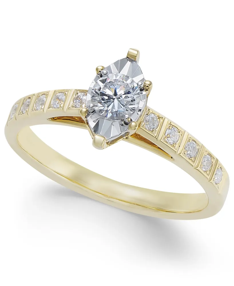 Diamond Miracle-Plate Marquise Shape Engagement Ring (3/8 ct. t.w.) in 14k Gold