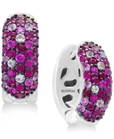 Splash by Effy Ruby (1-3/8 ct. t.w.) & Pink Sapphire (3/4 ct. t.w.) Hoop Earrings in Sterling Silver