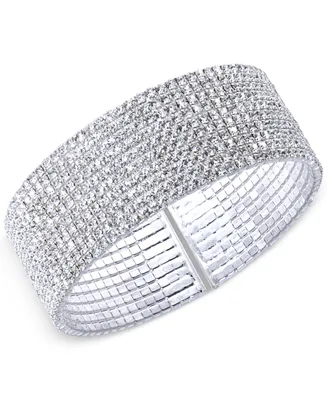 Anne Klein Silver-Tone Crystal Cuff Bracelet