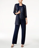 R & M Richards Metallic Pantsuit, Shell Necklace Set