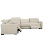 Nevio 5-Pc. Leather "L" Shaped Sectional with 2 Power Recliners Articulating Headrests, Created for Macy's