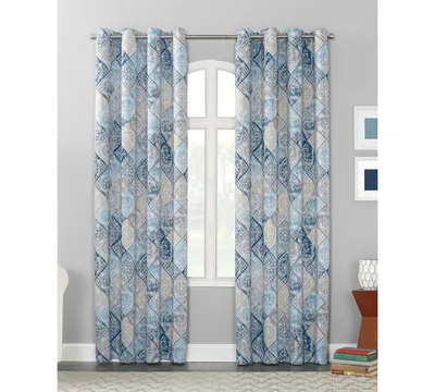 Lawson 54" x 84" Distressed Global Tile-Print Curtain Panel