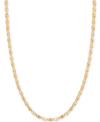 18" Tri-Color Valentina Chain Necklace (1/5mm) in 14k Gold, White Gold & Rose Gold - Tri