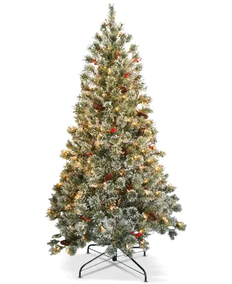 National Tree Company 6' Crystal Cashmere Tree With Pine Cones, Red Berries & 200 Clear Lights