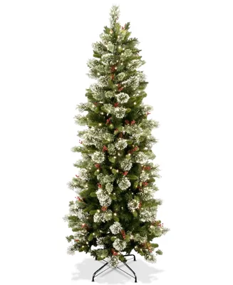 National Tree Company 7.5' Wintry Pine Slim Hinged Tree With Folding Stand & 400 Clear Lights