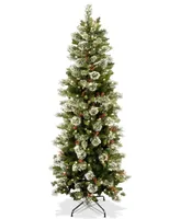 National Tree Company 7.5' Wintry Pine Slim Hinged Tree With Folding Stand & 400 Clear Lights