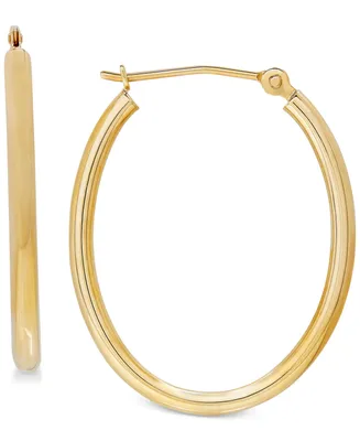 Polished Oval Tube Hoop Earrings in 10k Gold, 1 inch