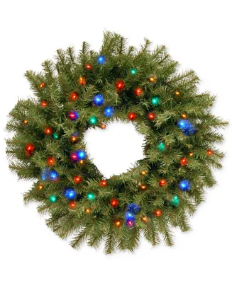 National Tree Company 24" Norwood Fir Wreath With 50 Concave Multicolor Led Lights