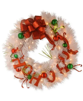 National Tree Company 24" Decorative Collection Ho Ho Ho Wreath With 50 Battery-Operated Led Lights